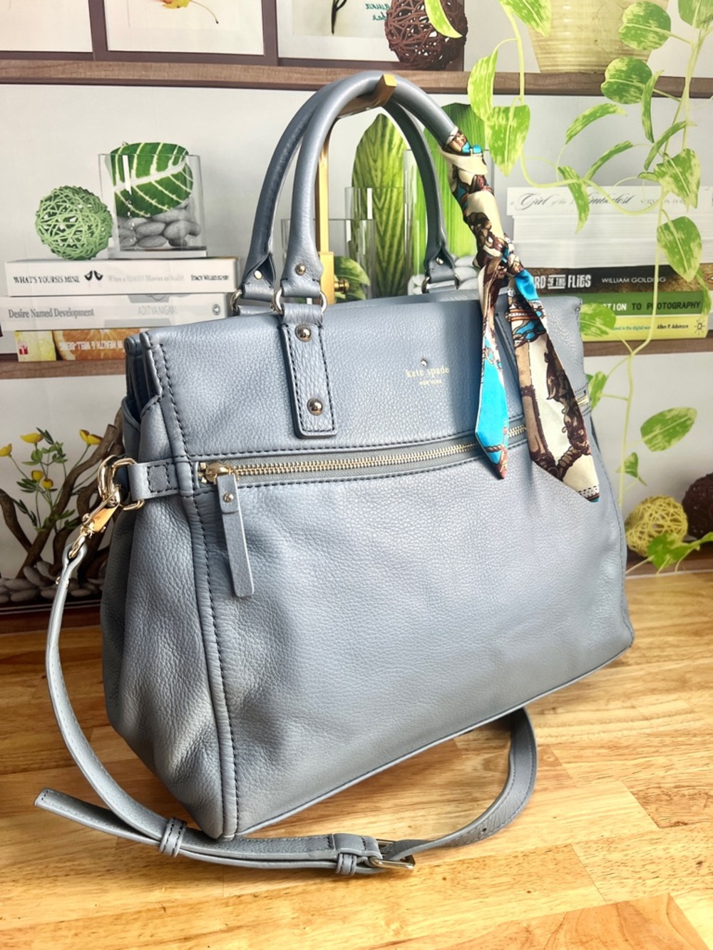 Kate Spade Large Cobble Hill Murphy Crossbody Satchel Bag in Gray Blue - Picture 13 of 13